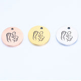 20pcs Stainless Steel Round Mom Baby Charms DIY Pendant Mother's Day Gift