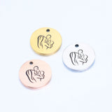 20pcs Stainless Steel Round Mom Baby Charms DIY Pendant Mother's Day Gift