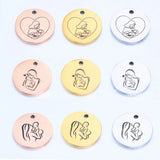20pcs Stainless Steel Round Mom Baby Charms DIY Pendant Mother's Day Gift