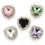 20pcs 15x16mm Glass Crystal Love Heart Rhinestone Metal Claw Crystal Beads