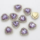 20pcs 15x16mm Glass Crystal Love Heart Rhinestone Metal Claw Crystal Beads