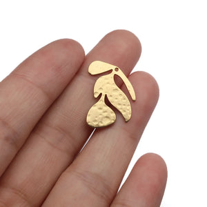 20pcs Hammered Brass Leaf Charms for Earrings Bracelet DIY Jewelry Making