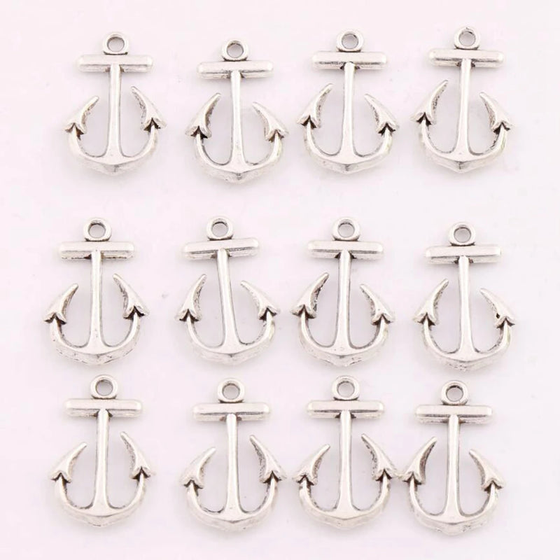 20pcs Tibetan Silver Anchor Spacer Charm Beads Pendants Alloy Jewelry DIY