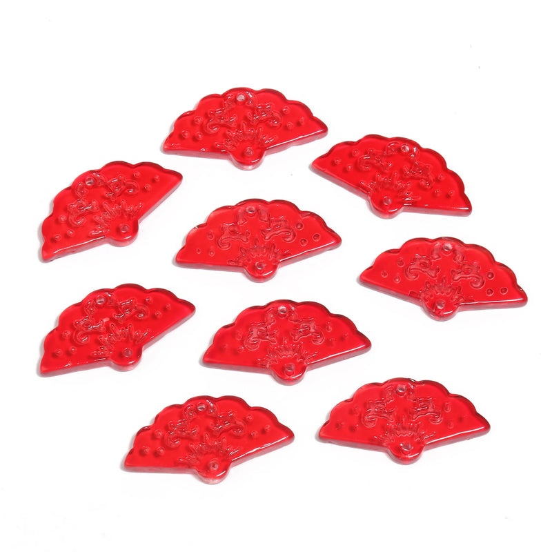 20pcs 15x27mm Czech Lampwork Crystal Fan Shape Beads Round Loose Beads