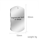 20pcs 15x30mm Military Tag Laser Engraved Dog Tag Necklace Pendant KeyChain Tags