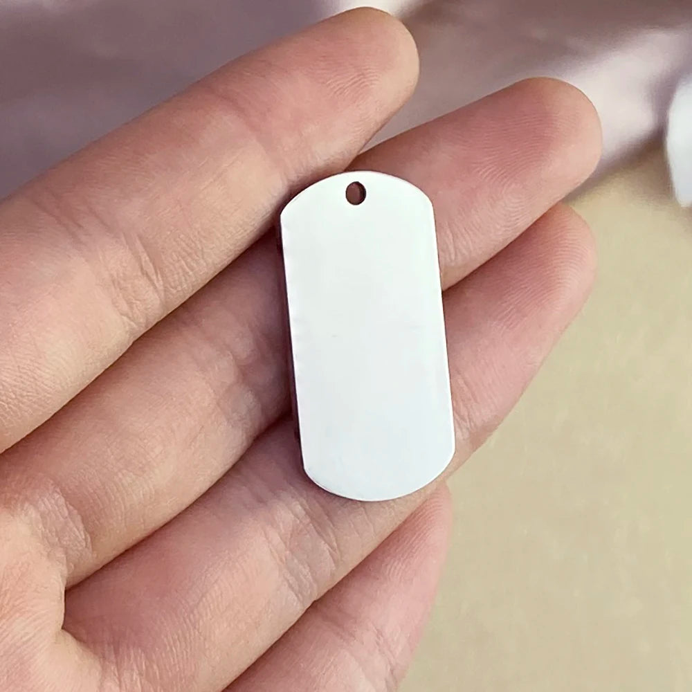 20pcs 15x30mm Military Tag Laser Engraved Dog Tag Necklace Pendant KeyChain Tags
