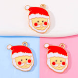 20pcs Red Enamel Christmas Santa Charm Pendant DIY Jewelry Making Craft Supplies