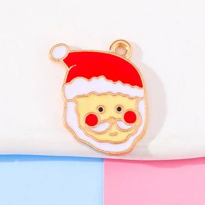 20pcs Red Enamel Christmas Santa Charm Pendant DIY Jewelry Making Craft Supplies