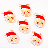 20pcs Red Enamel Christmas Santa Charm Pendant DIY Jewelry Making Craft Supplies