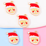 20pcs Red Enamel Christmas Santa Charm Pendant DIY Jewelry Making Craft Supplies