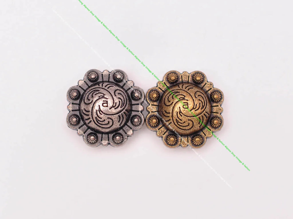 20pcs 16mm Vintage Silver Western Floral Berry Conchos for Leathercraft