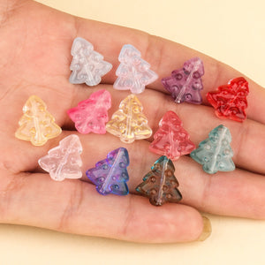 20pcs Christmas Trees Shape Beads Czech Glass Lampwork Beads Diy Spacer Beads