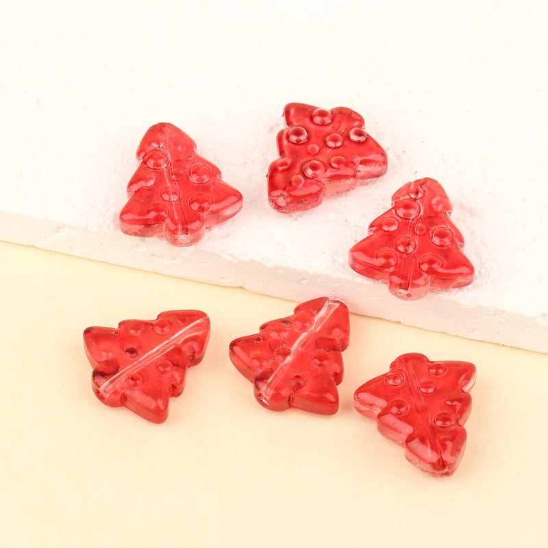20pcs Christmas Trees Shape Beads Czech Glass Lampwork Beads Diy Spacer Beads