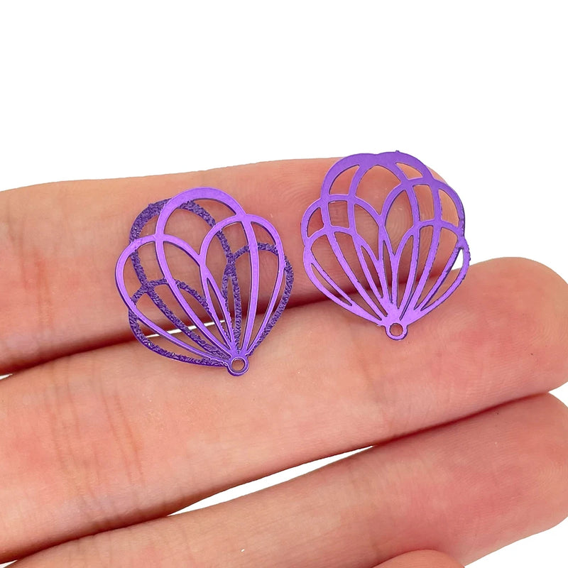 20pcs Hollow Flower Charms Colorful S.Steel Pendant DIY Accessories