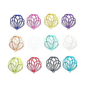 20pcs Hollow Flower Charms Colorful S.Steel Pendant DIY Accessories