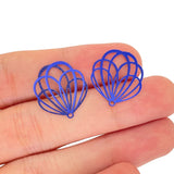 20pcs Hollow Flower Charms Colorful S.Steel Pendant DIY Accessories