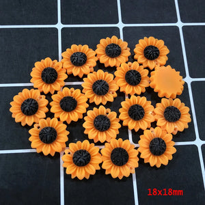 20pcs 18mm Small Yellow Daisies Sunflowers Resin Charms Flowers Pendant