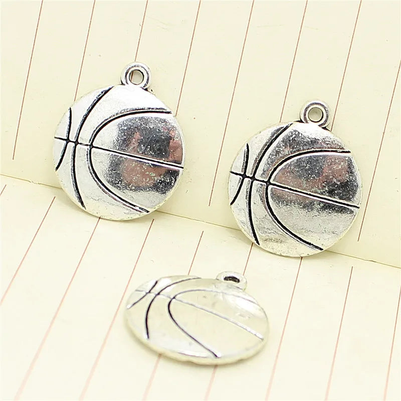 20pcs Basketball Charm Vintage Metal Zinc Alloy Pendant for DIY Jewelry Making