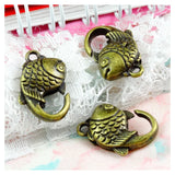 20pcs Antique Bronze Fish Key chains DIY Accessories