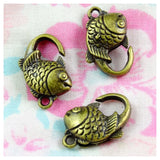 20pcs Antique Bronze Fish Key chains DIY Accessories