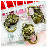 20pcs Antique Bronze Fish Key chains DIY Accessories