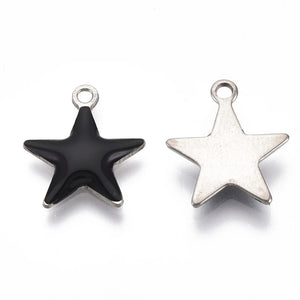 20pcs Enamel Star Heart Charms Pendant for Jewelry Making DIY Decor Mix