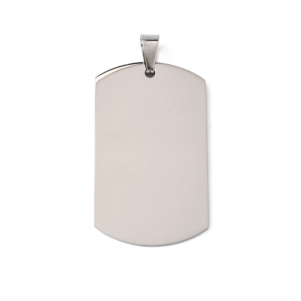 20pcs Stainless Steel Rectangle Blank Tag Pendants 50x29mm