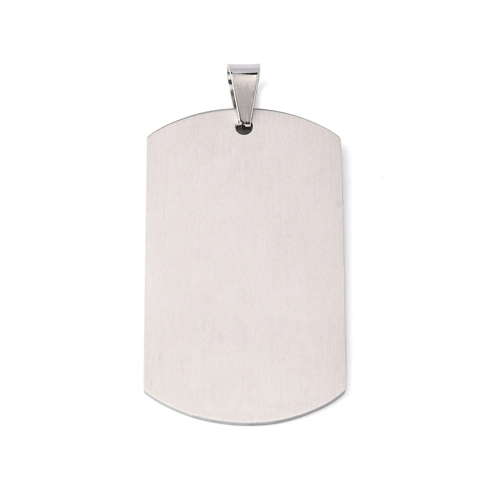 20pcs Stainless Steel Rectangle Blank Tag Pendants 50x29mm