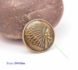 20pcs 20mm Retro Brass Indian Head Concho Screwback for Leathercraft Handcraft