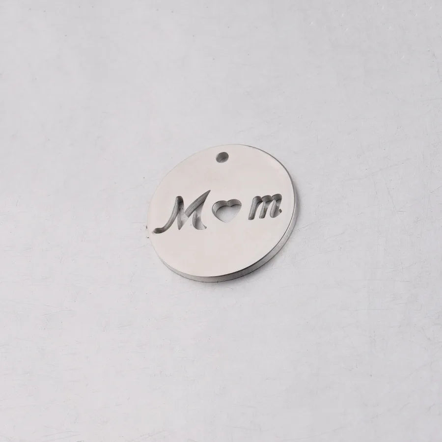 20pcs 20mm MOM Heart Charm Stainless Steel DIY Disc Pendants