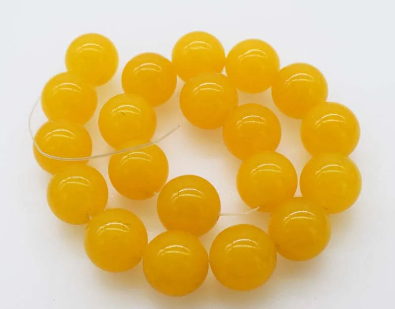 20pcs 20mm Yellow Jade Loose Beads for DIY Jewelry Making