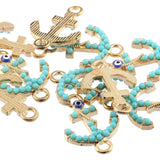 20pcs Turquoise Devil's Eye Rudder Anchor Alloy Pendant for DIY Earrings