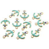20pcs Turquoise Devil's Eye Rudder Anchor Alloy Pendant for DIY Earrings