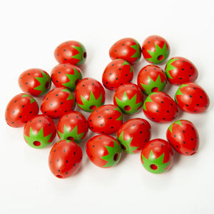 20pcs 21mm Strawberry Wood Beads Tassel for DIY Jewelry Making