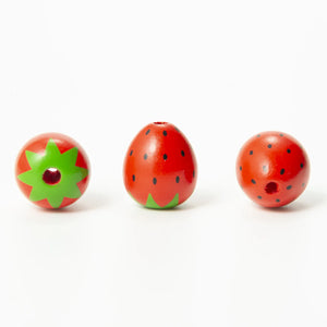 20pcs 21mm Strawberry Wood Beads Tassel for DIY Jewelry Making