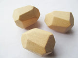 20pcs Unfinished Faceted Wood Spacer Beads Charm, Wooden Geometric Figure Beads