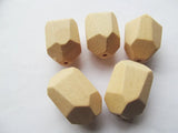 20pcs Unfinished Faceted Wood Spacer Beads Charm, Wooden Geometric Figure Beads