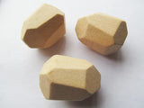 20pcs Unfinished Faceted Wood Spacer Beads Charm, Wooden Geometric Figure Beads