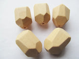 20pcs Unfinished Faceted Wood Spacer Beads Charm, Wooden Geometric Figure Beads