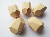 20pcs Unfinished Faceted Wood Spacer Beads Charm, Wooden Geometric Figure Beads