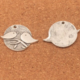 20pcs Tibetan Silver Couple Birds on Branch Oval Charms Pendants