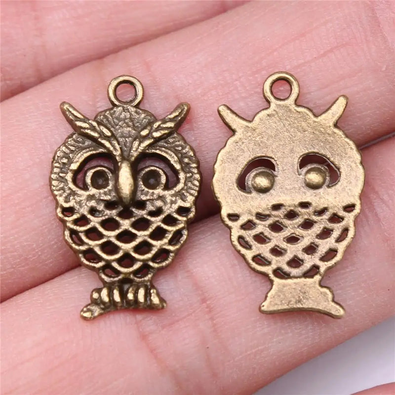 20pcs 24x15mm Owl Charms For Jewelry Making Silver/Bronze Plated Findings