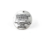 20pcs 25mm Stainless Steel Words Charms Awesome Bus Driver Message Charm