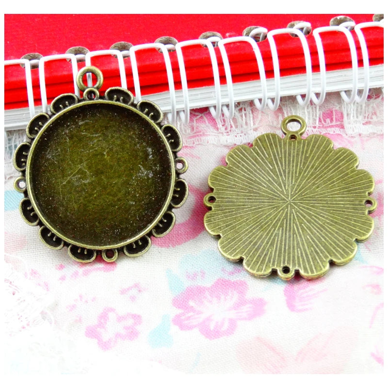 20pcs 25mm Antique Bronze Blank Base Setting Tray Pendants DIY