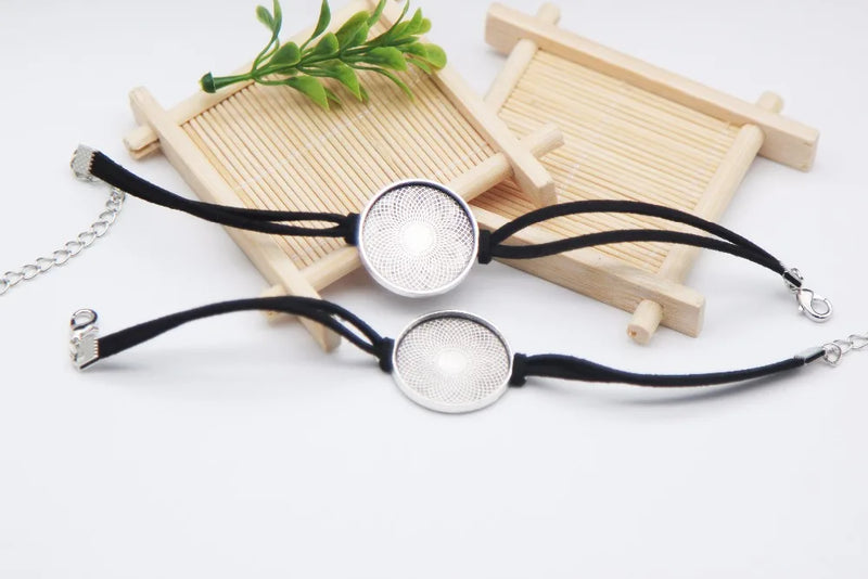 20pcs 25mm Suede Leather Bracelet Base Blanks Setting Cabochons