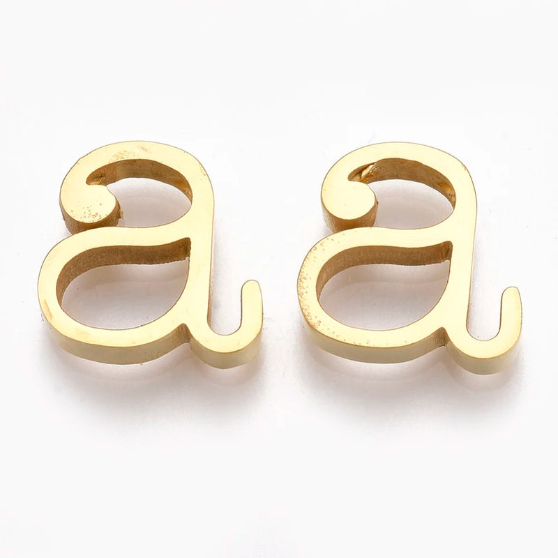 20pcs Golden Stainless Steel Alphabet Pendants for Jewelry Making