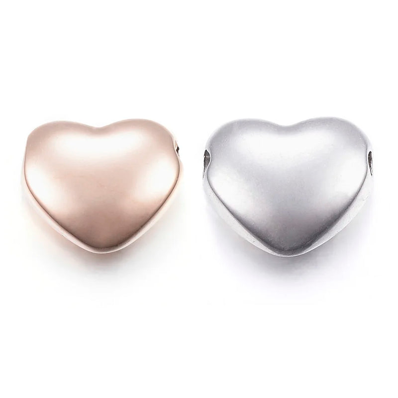 20pcs 304 Stainless Steel Heart Shape Beads 11x12.5x5mm For Jewelry Making