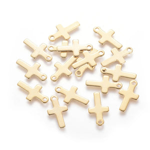 20pcs 304 Stainless Steel Cross Charms DIY Unisex Bracelet Earrings Accessory