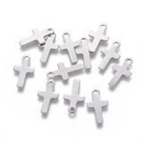 20pcs 304 Stainless Steel Cross Charms DIY Unisex Bracelet Earrings Accessory