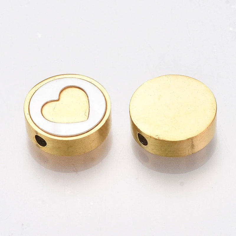 20pcs Stainless Steel Flat Beads for Jewelry Making